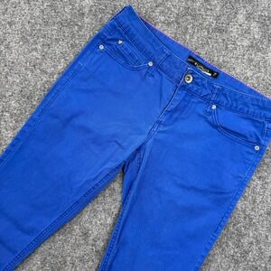 Lovesick Royal Blue Skinny Jeans Pants Women Size 7 Skull Button Accent